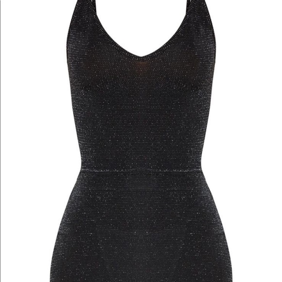 black strappy textured glitter bodycon dress